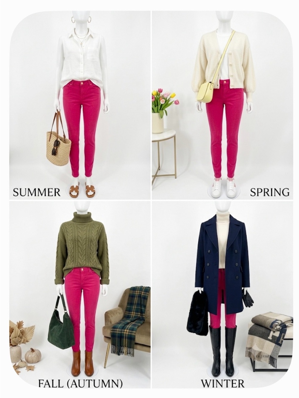 7 For‎ All Mankind Hot Pink Skinny Jeans
